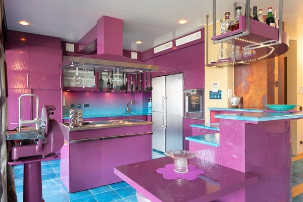 انتخاب رنگ آشپزخانه به رنگ بنفش