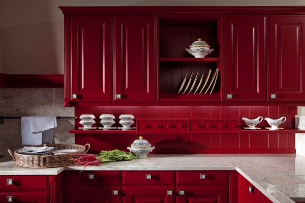 انتخاب رنگ آشپزخانه به رنگ قرمز